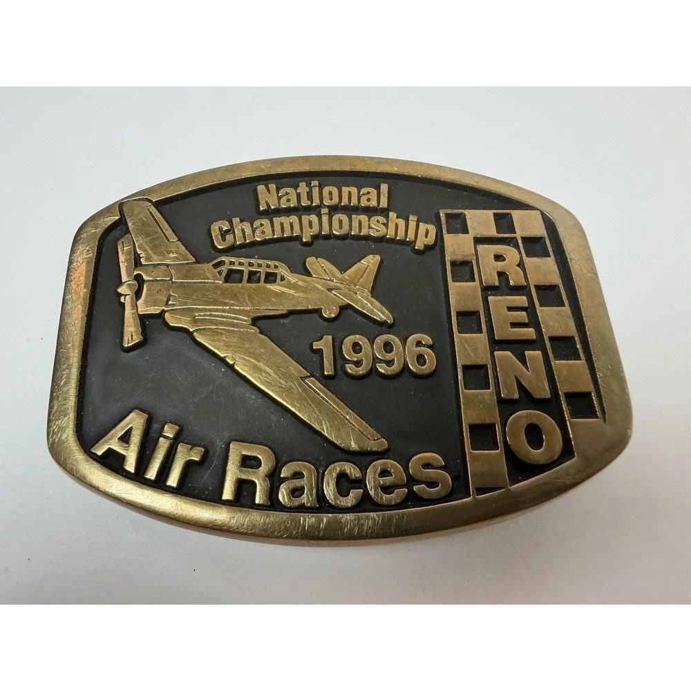 1996 Reno National Championship Air Race Brass Belt‎ Buckle Nevada Vintage